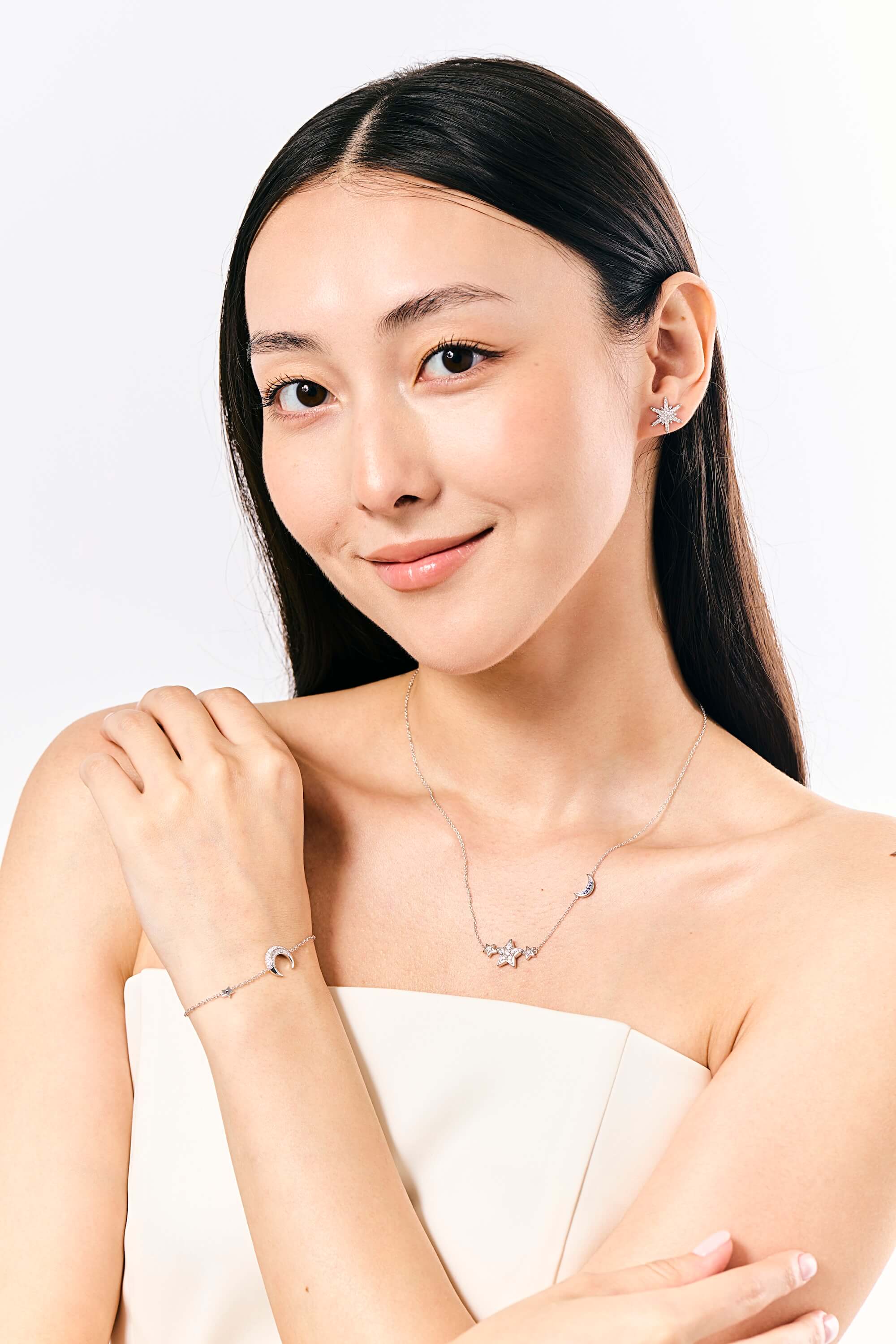 Moon & Stars Diamond Necklace
