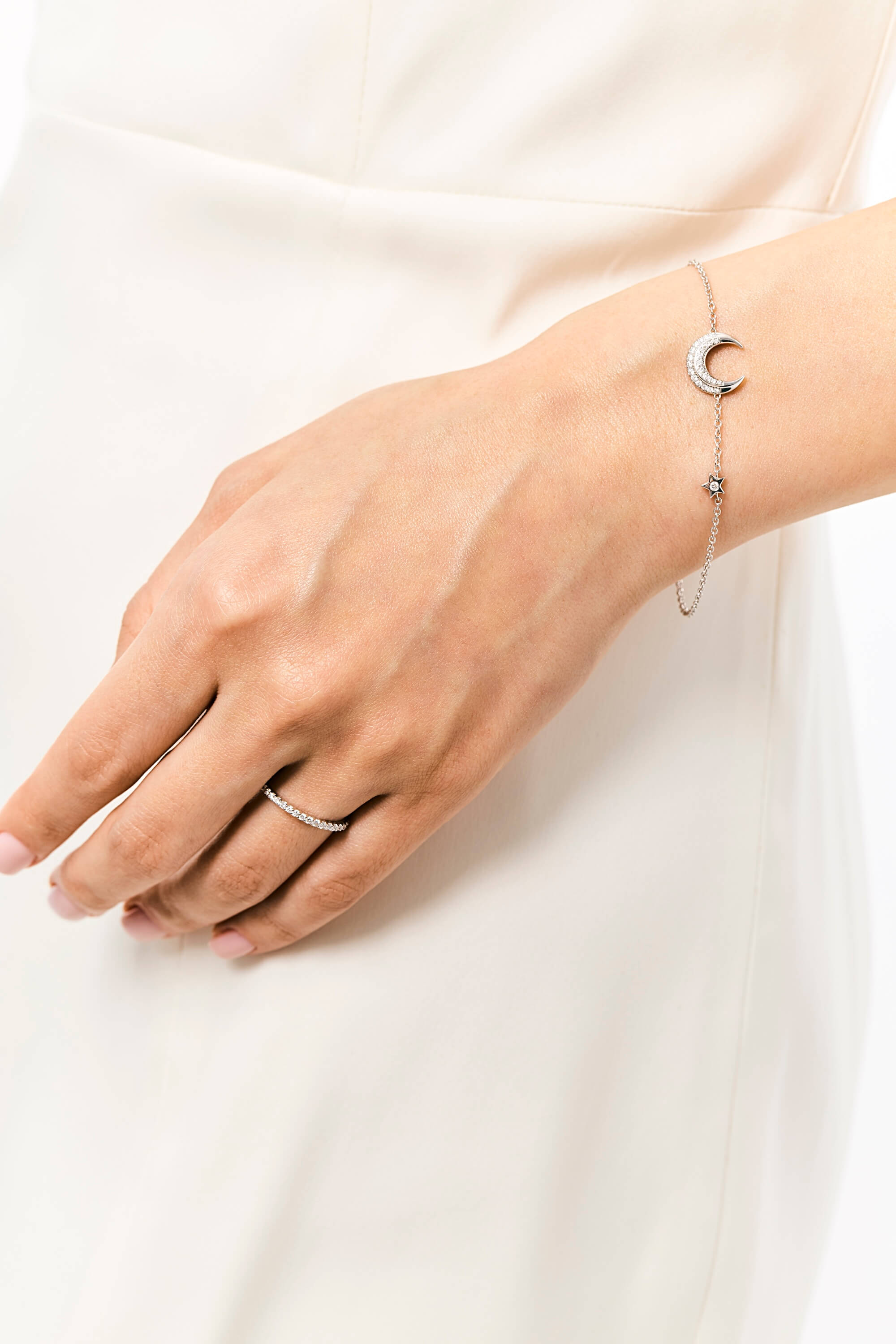 Moon & Star Diamond Sapphire Bracelet
