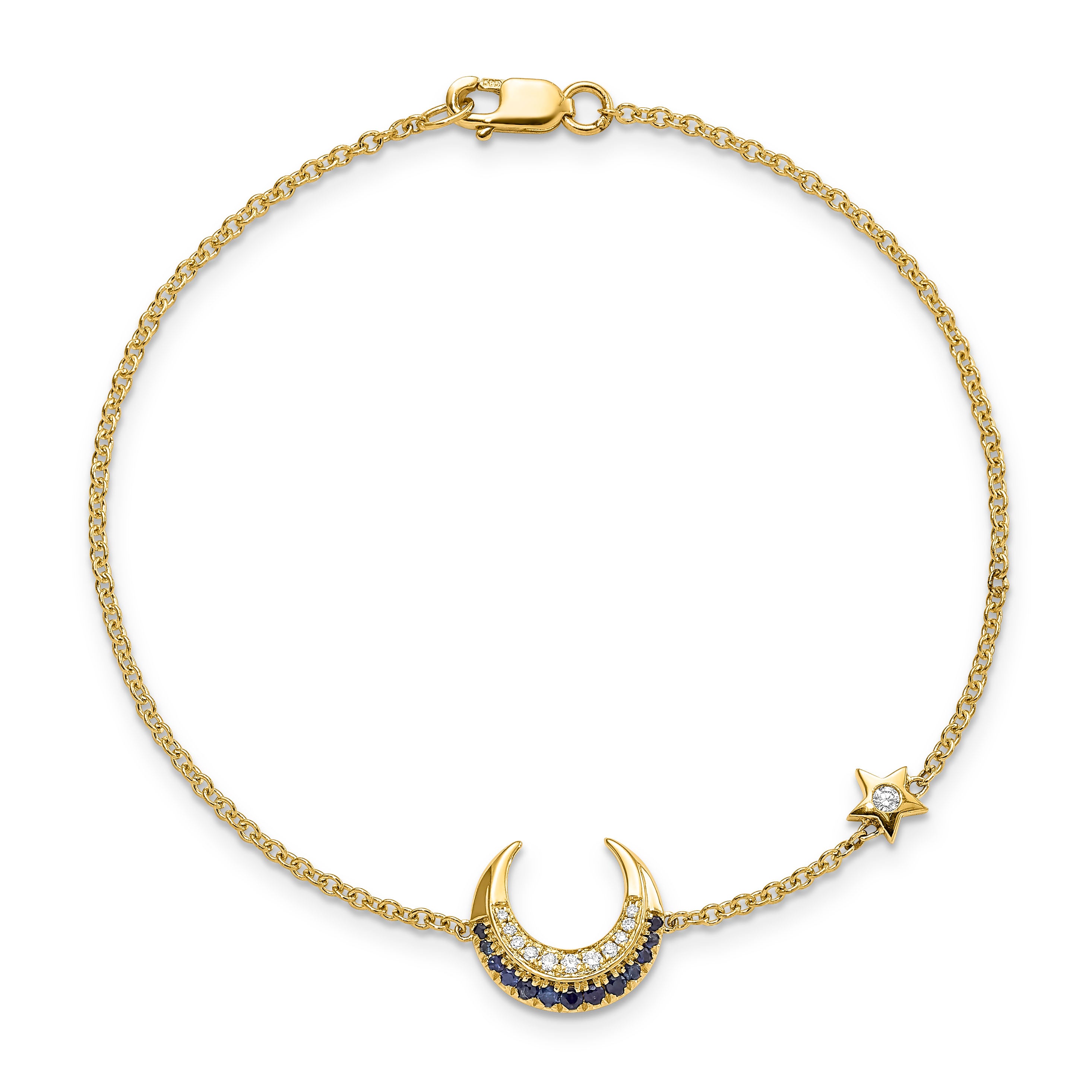 Moon & Star Diamond Sapphire Bracelet