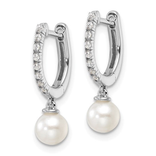 Diamond & Pearl Hoop Earrings