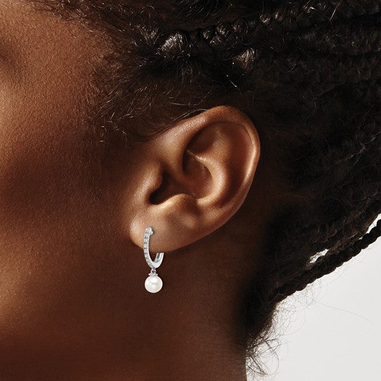 Diamond & Pearl Hoop Earrings