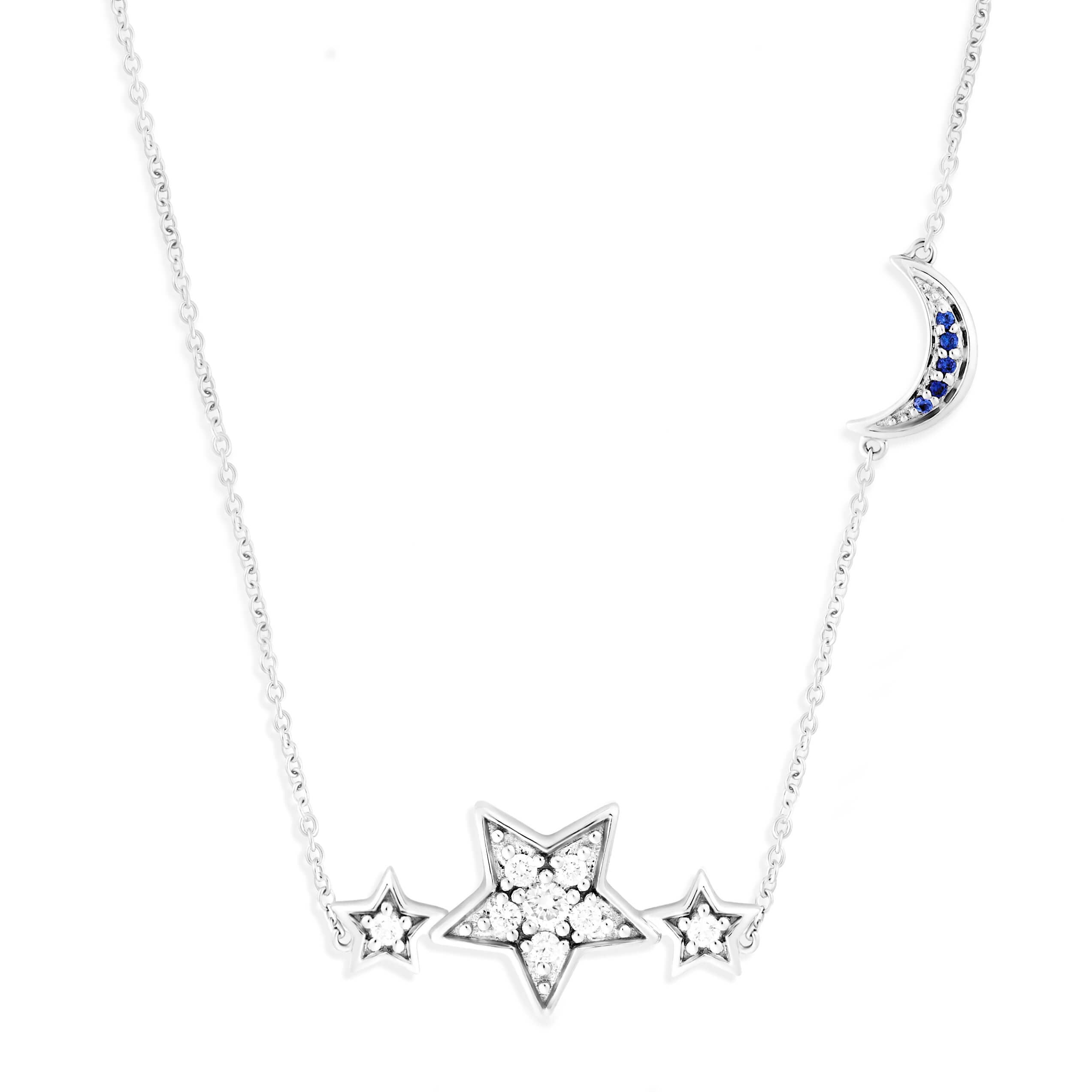 Moon & Stars Diamond Necklace
