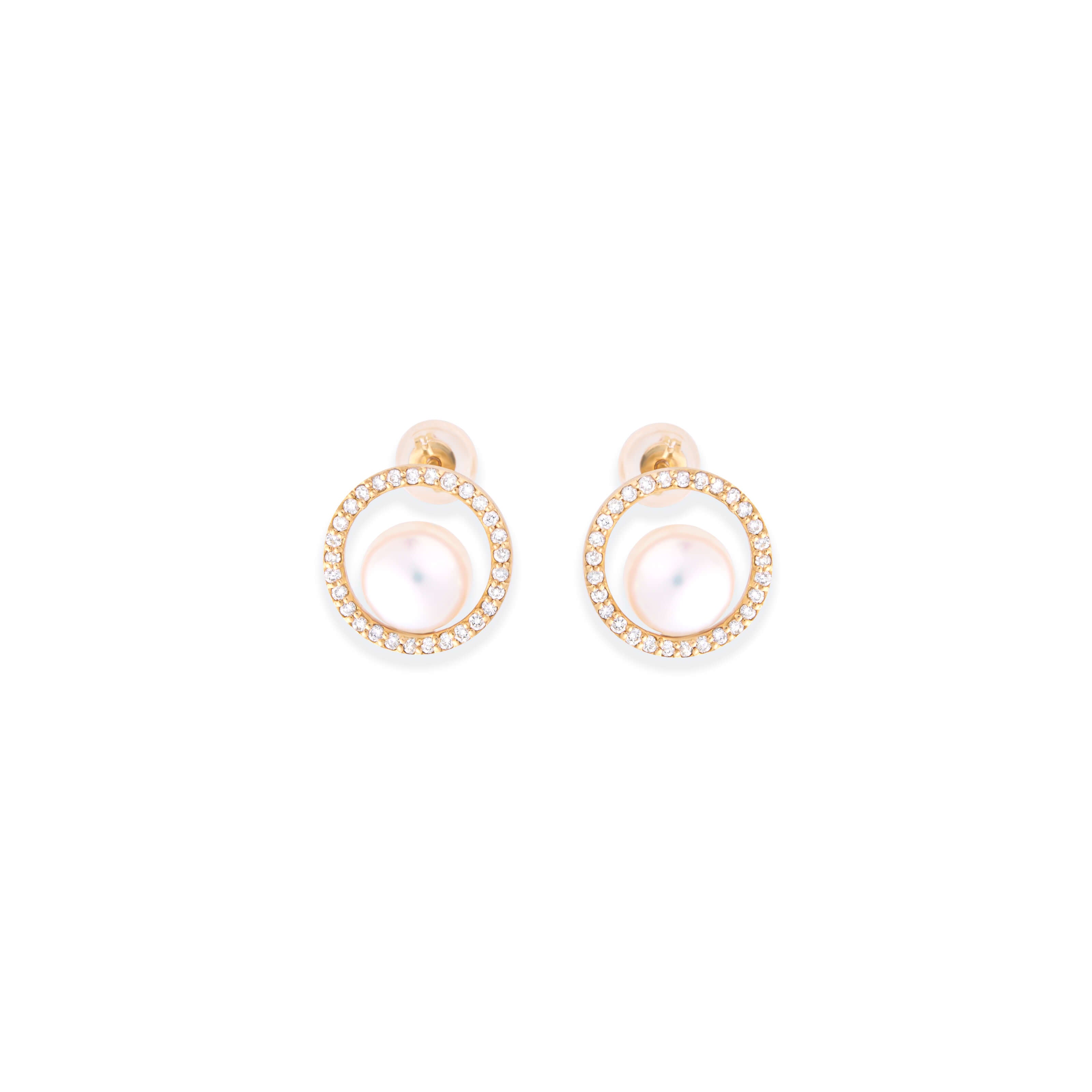 Luna Earrings Natural Diamonds & Akoya Pearls