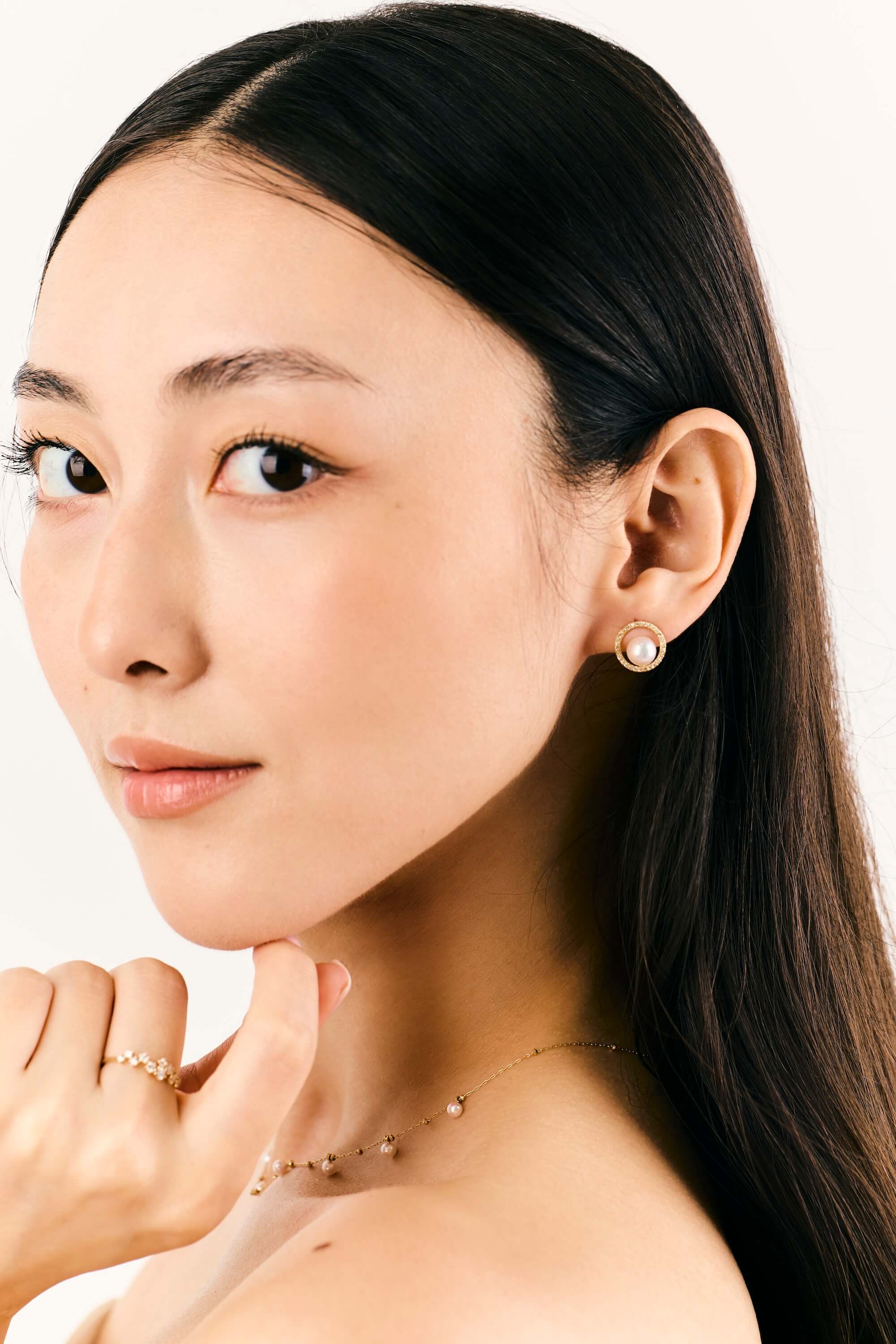 Luna Earrings Natural Diamonds & Akoya Pearls