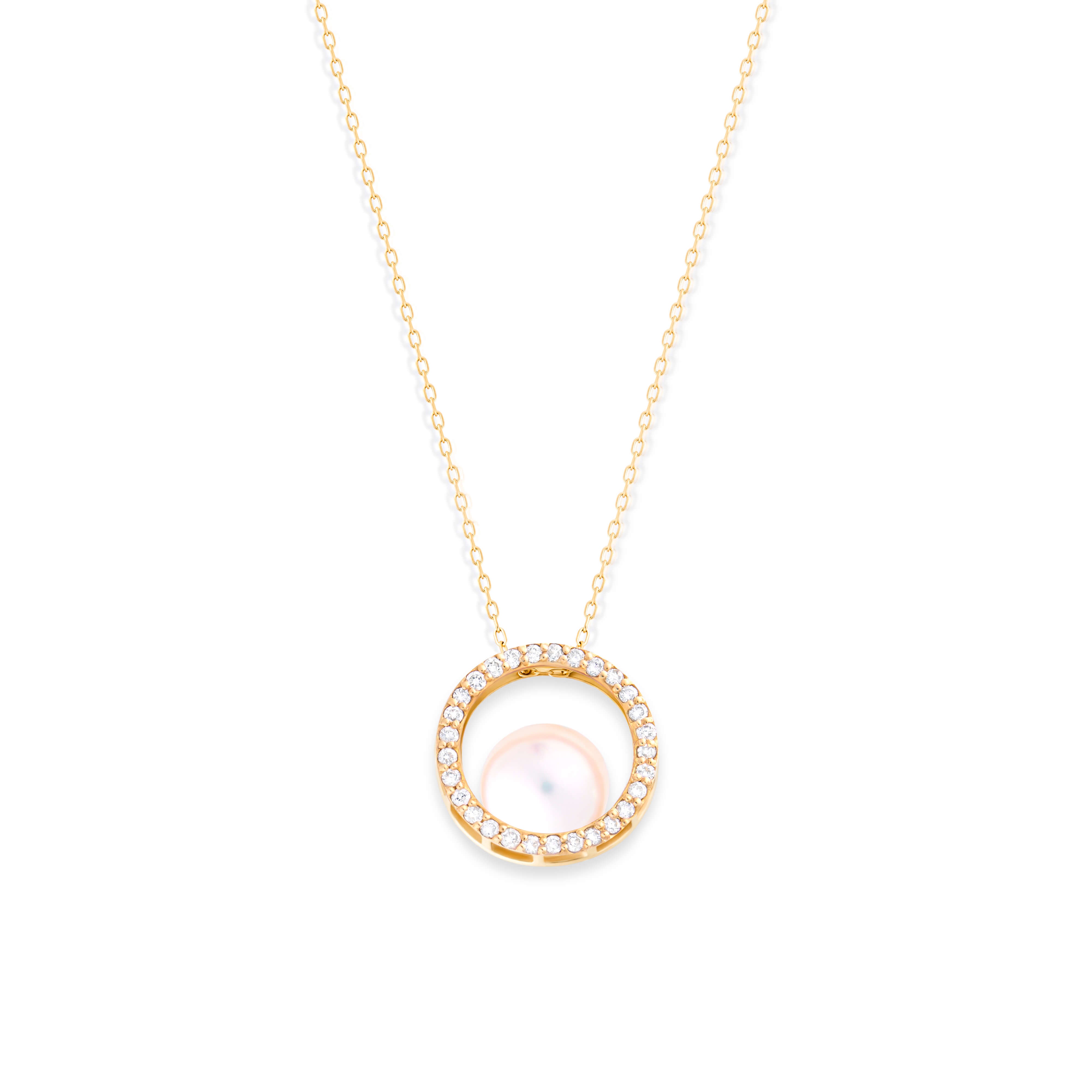Luna Necklace with Natural Diamonds & Akoya Pearl