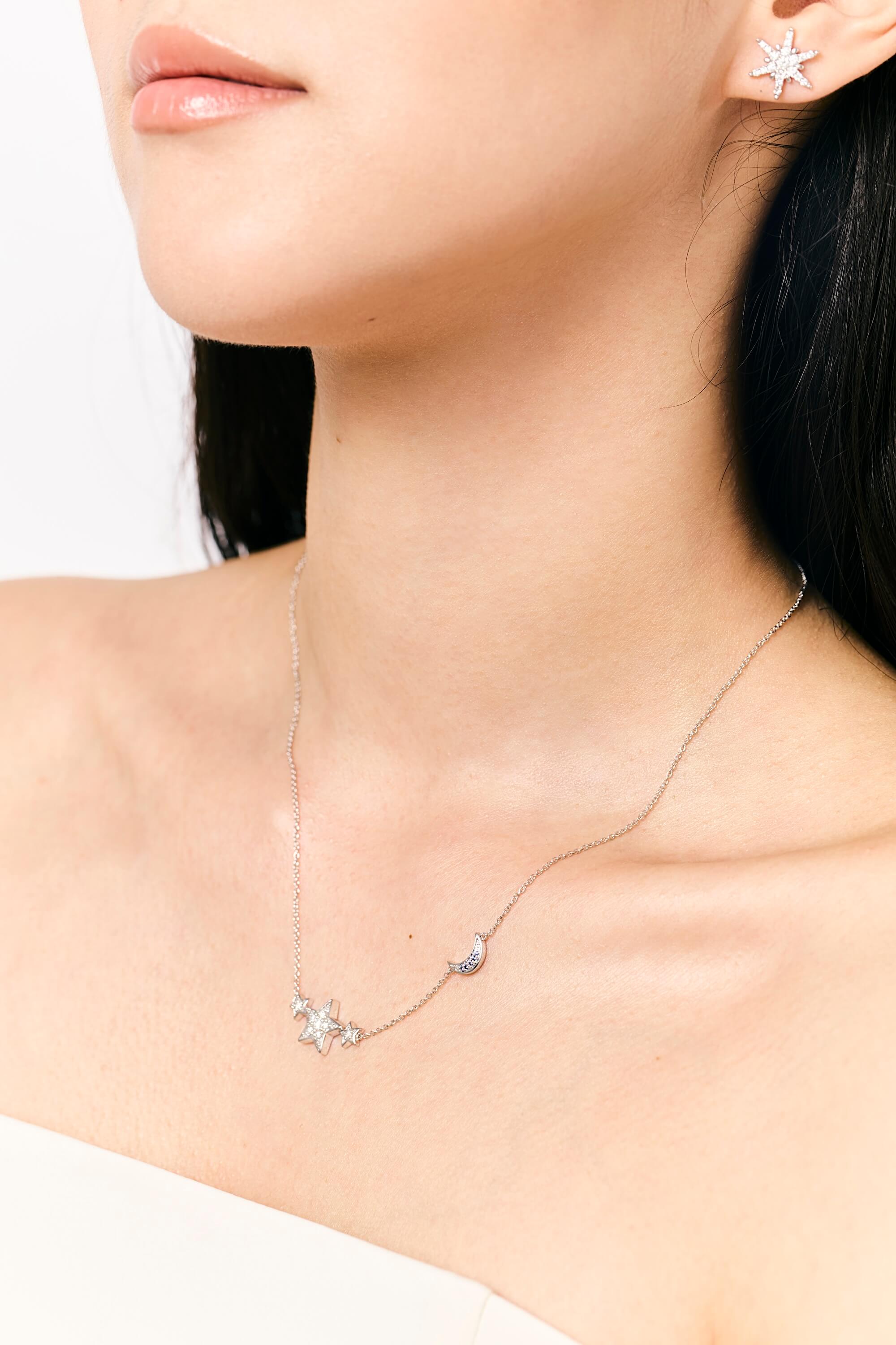 Moon & Stars Diamond Necklace