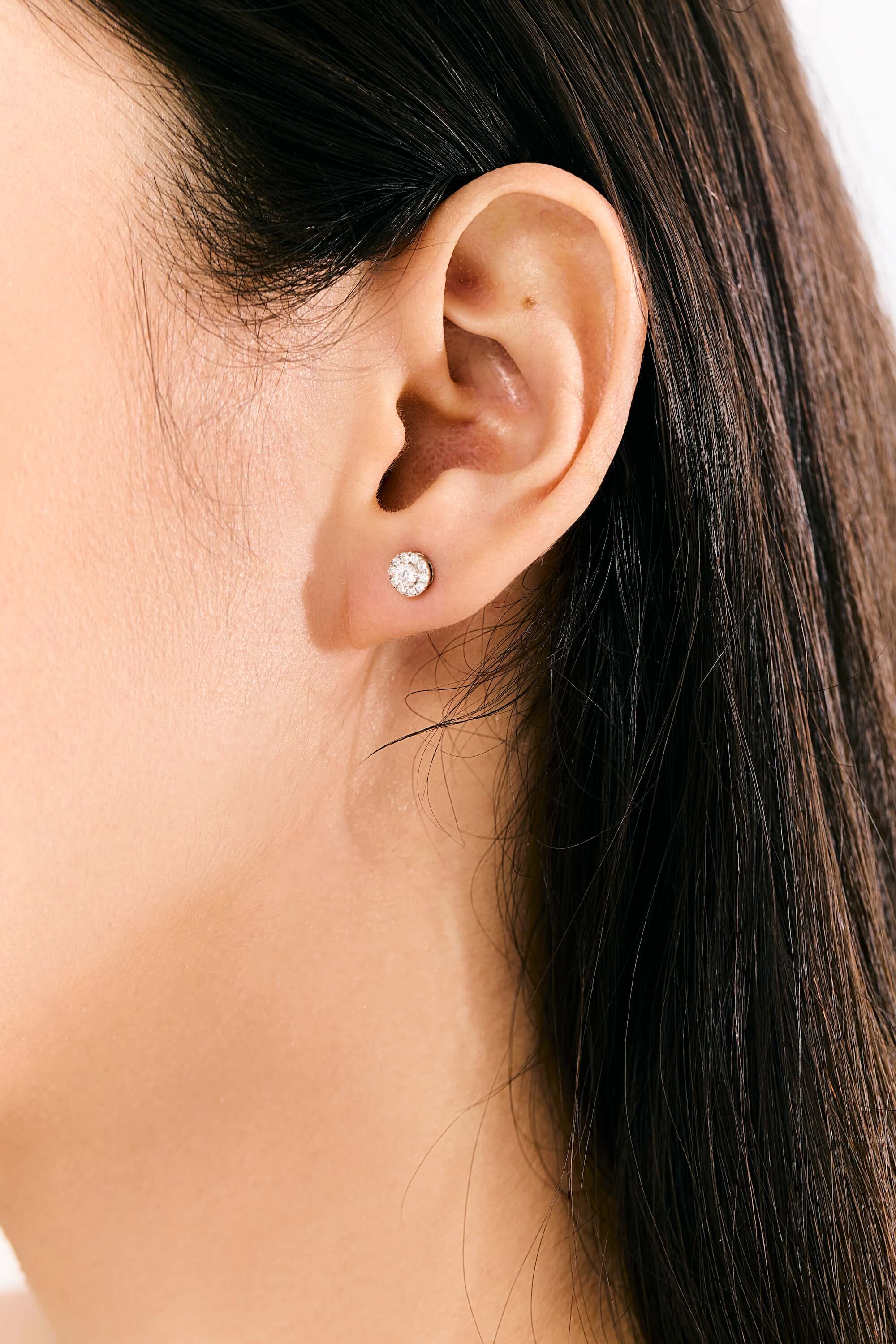 Dainty Diamond Halo Earrings 0.33 crt