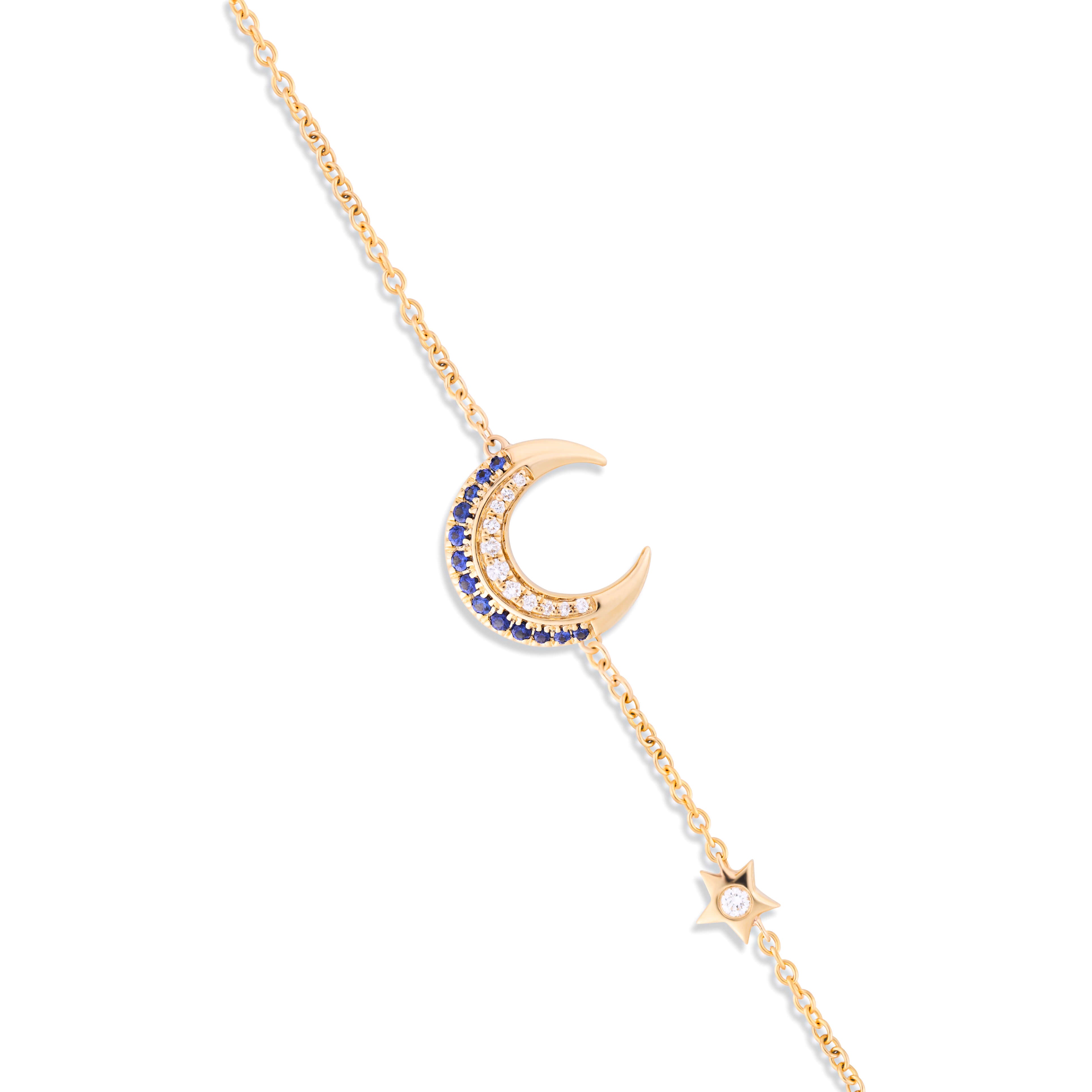 Moon & Star Diamond Sapphire Bracelet