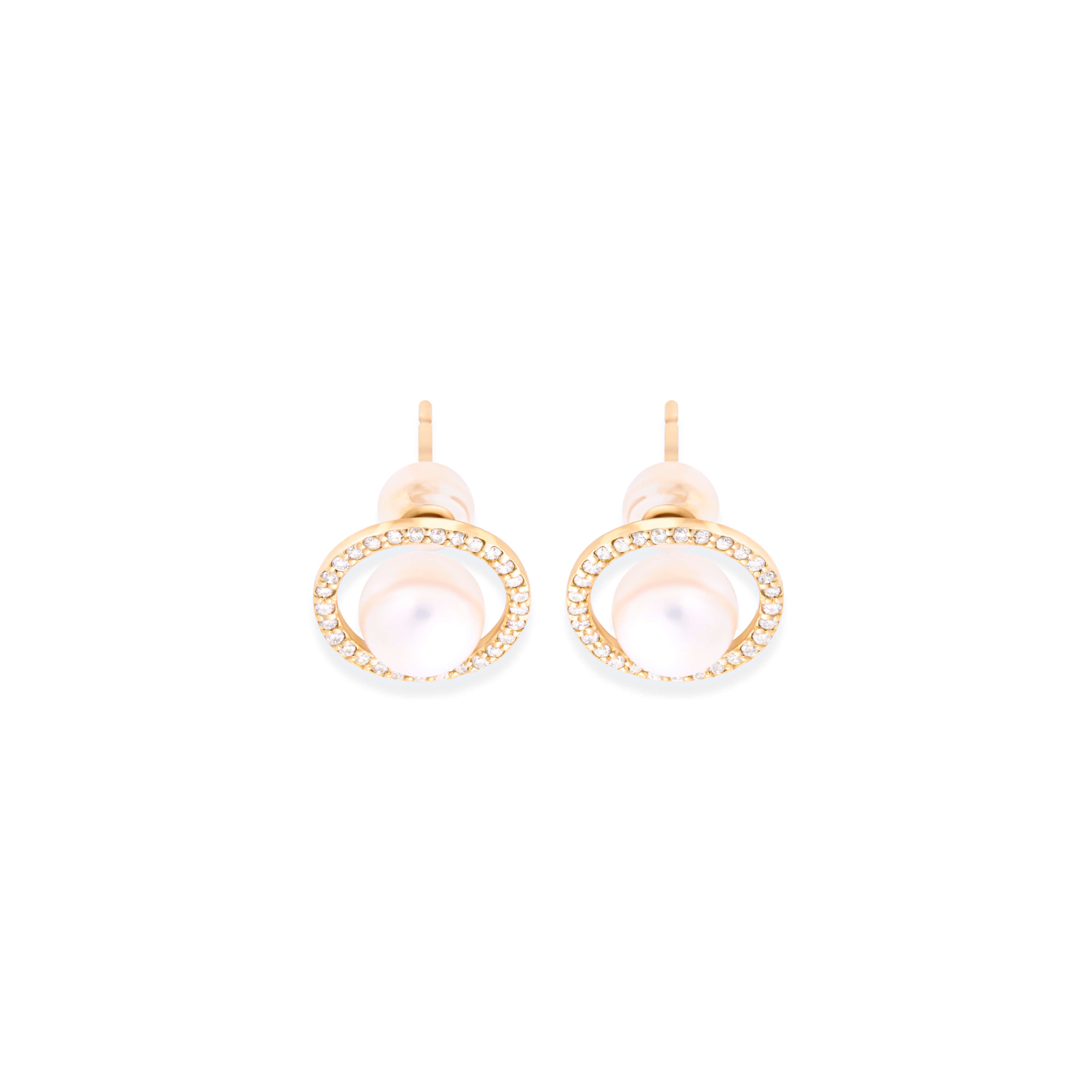 Luna Earrings Natural Diamonds & Akoya Pearls