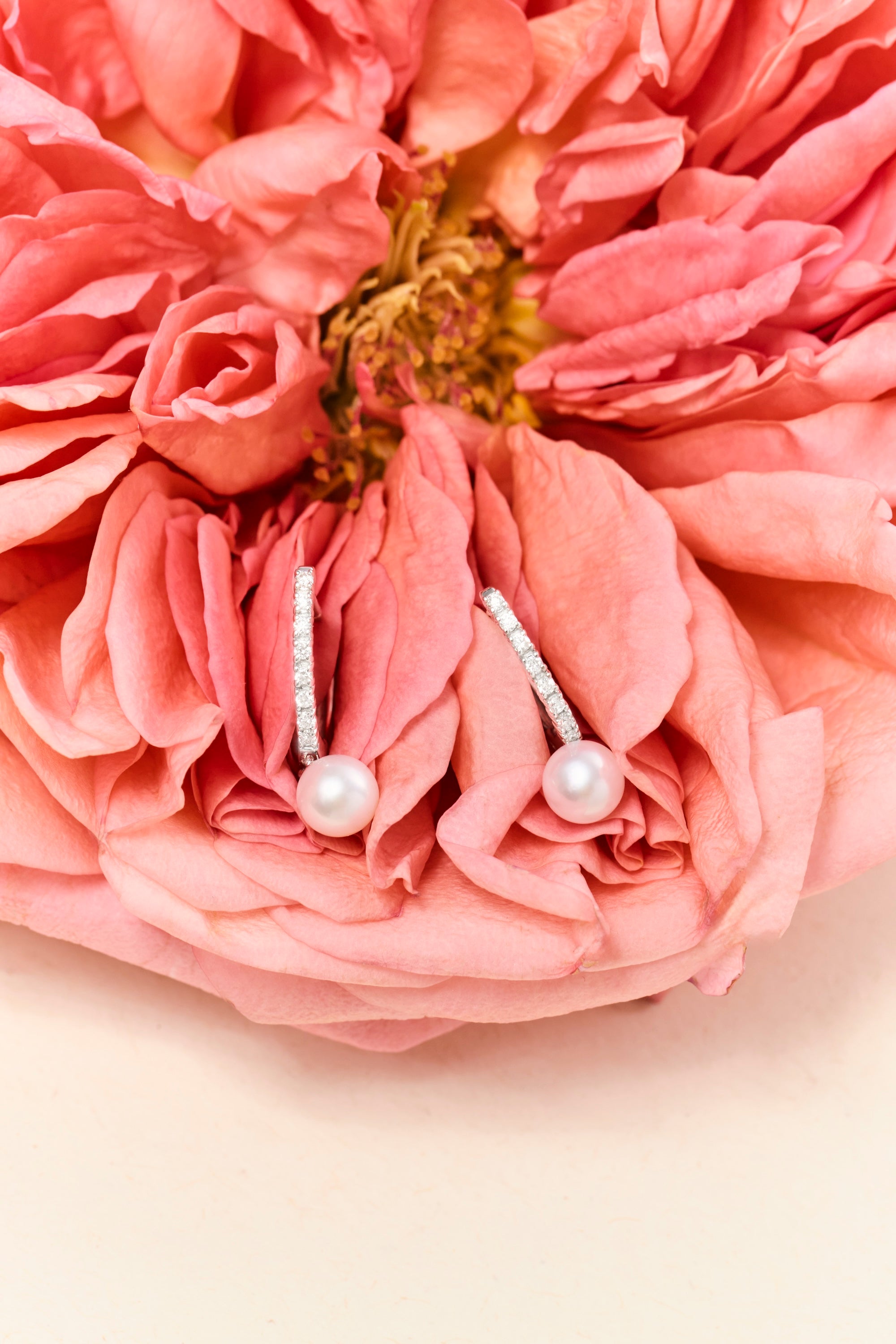 Diamond & Pearl Hoop Earrings