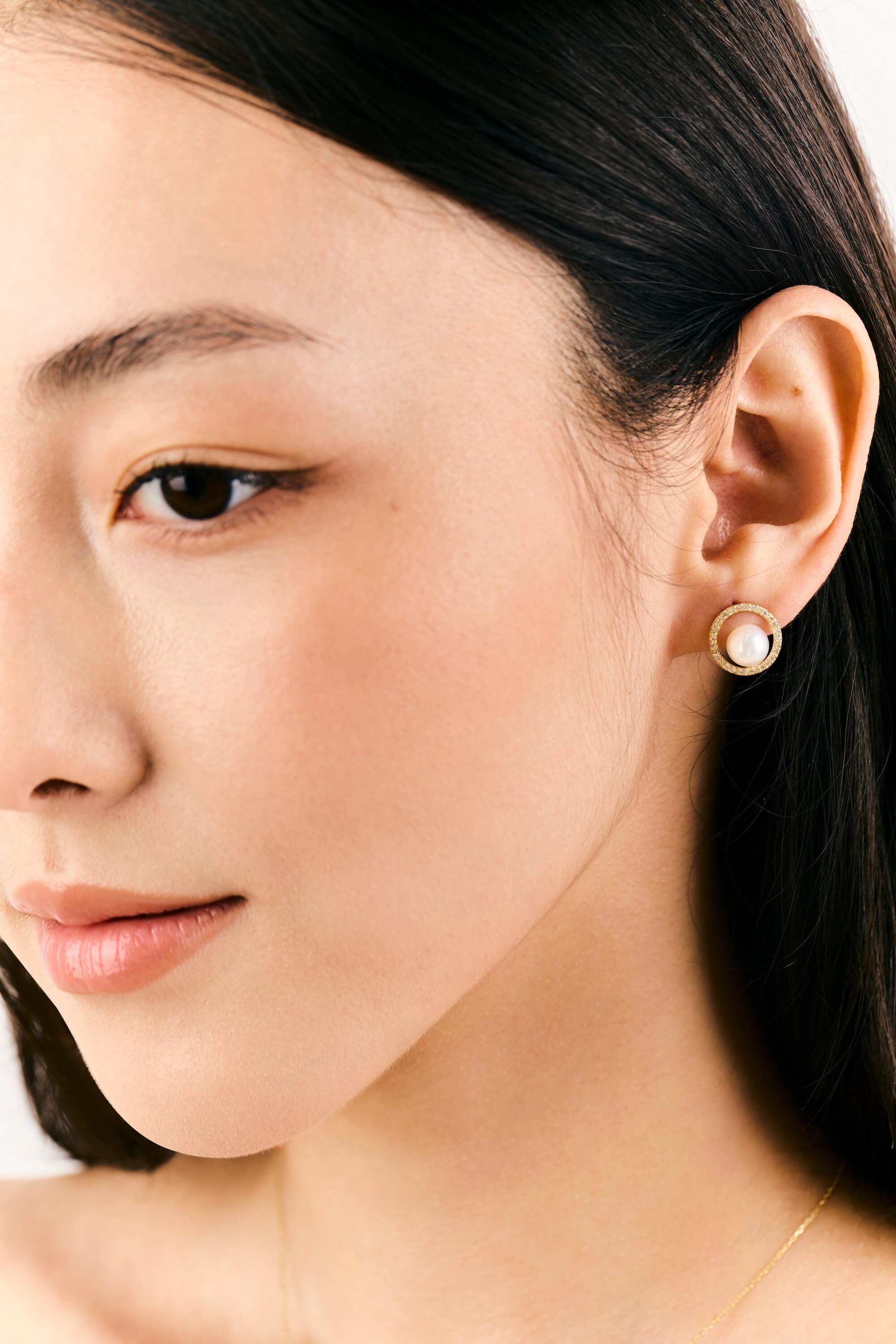 Luna Earrings Natural Diamonds & Akoya Pearls