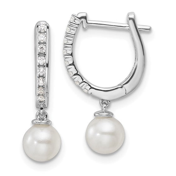 Diamond & Pearl Hoop Earrings